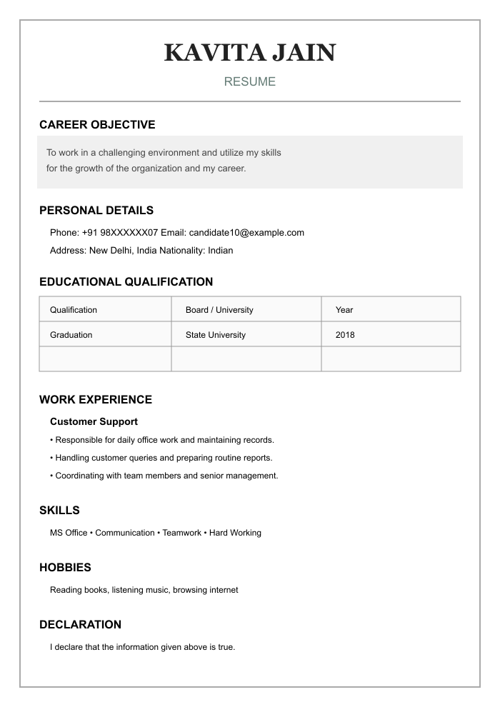 AI-created BEFORE resume example 10