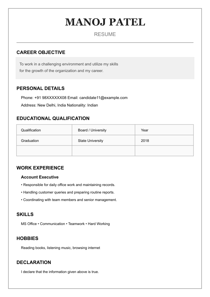 AI-created BEFORE resume example 11