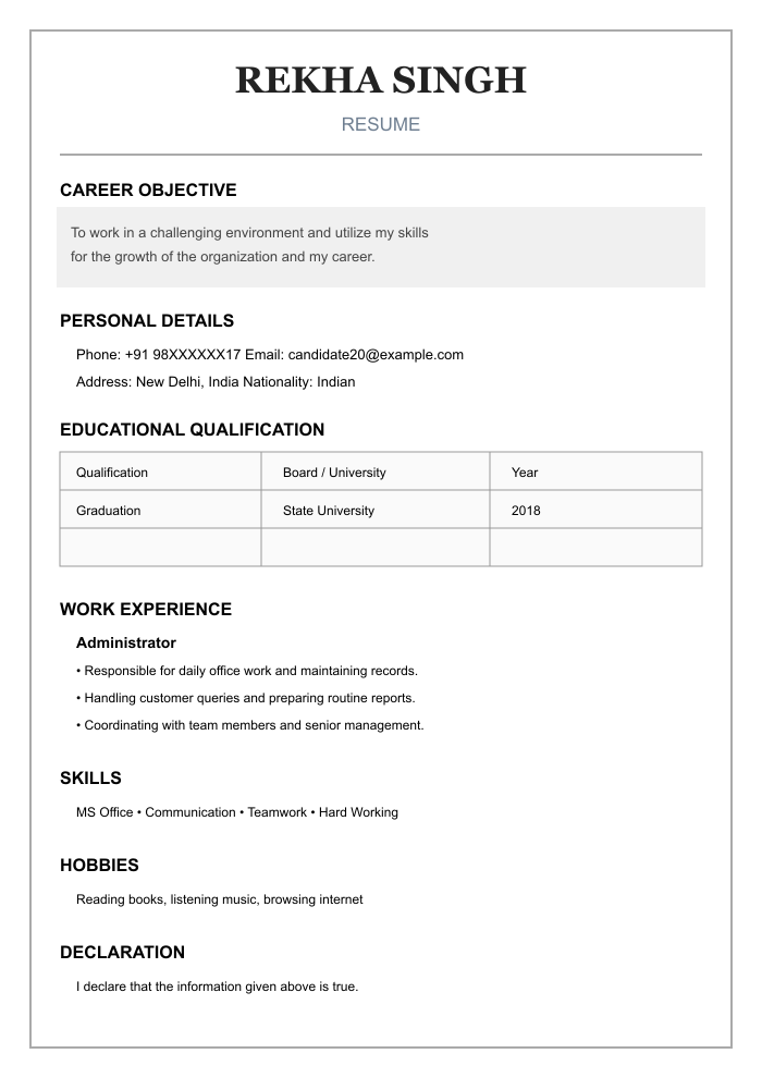 AI-created BEFORE resume example 20